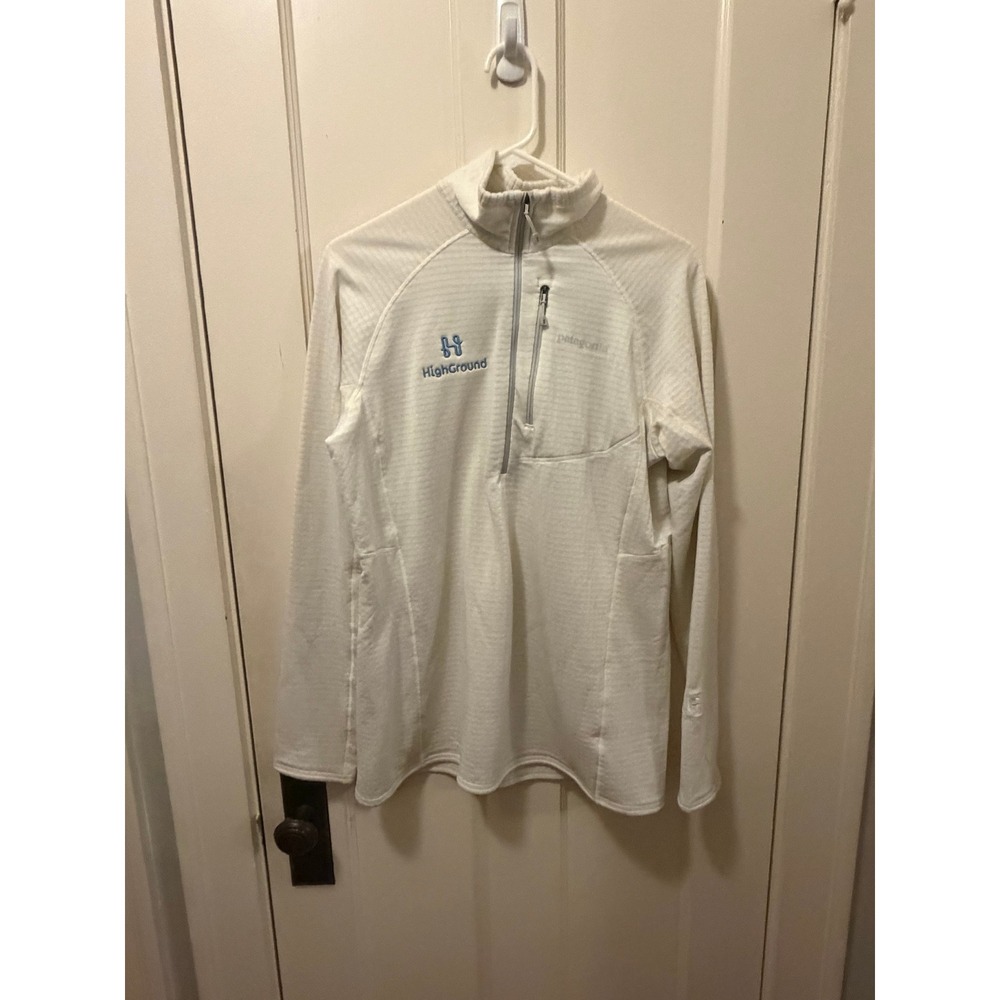 Patagonia R1 Fleece Quarter Zip Pullover White Womens Large HighGround Logo